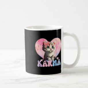 Cute Funny Cat Lover Heart Shape Women Men Karma Coffee Mug