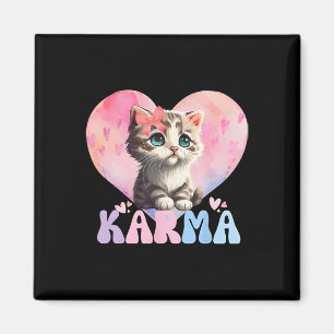 Cute Funny Cat Lover Heart Shape Women Men Karma Magnet