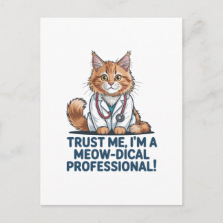 Cute Funny Cat Medical Pun Illustration Postcard