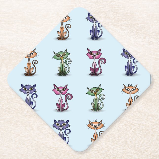 Cute Funny Cat Paper Coaster (Front)