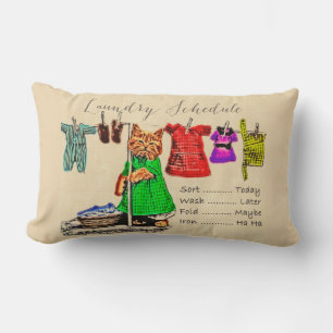 Cute Funny Cat Pet Animal Laundry Schedule  Lumbar Pillow