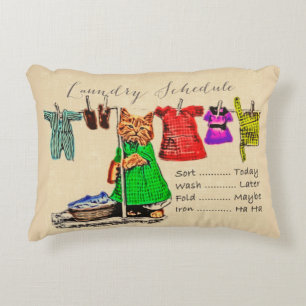 Cute Funny Cat Pet Animal Lover Laundry Schedule Accent Pillow