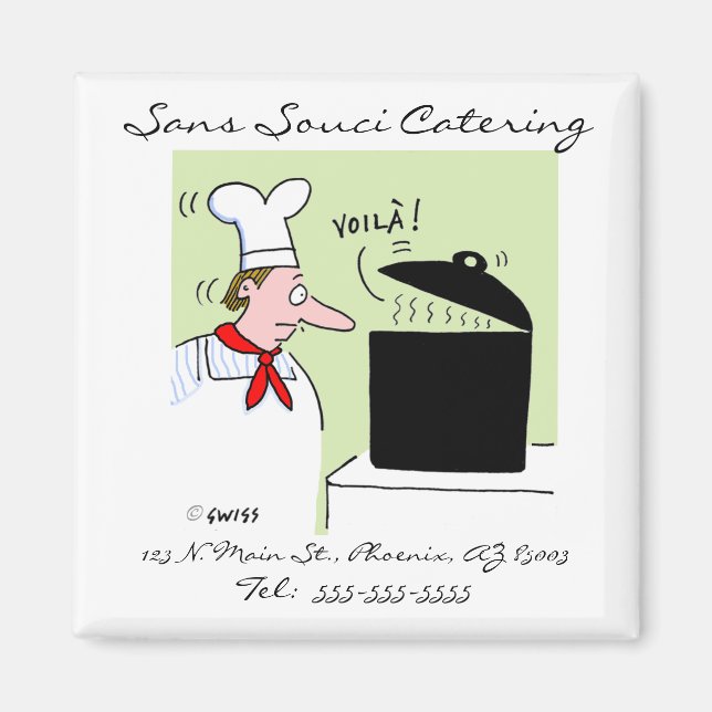 Cute Funny Catering Business Card Magnet (Front)