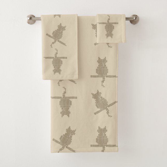 Cute Funny Cats Bath Towel Set (Insitu)