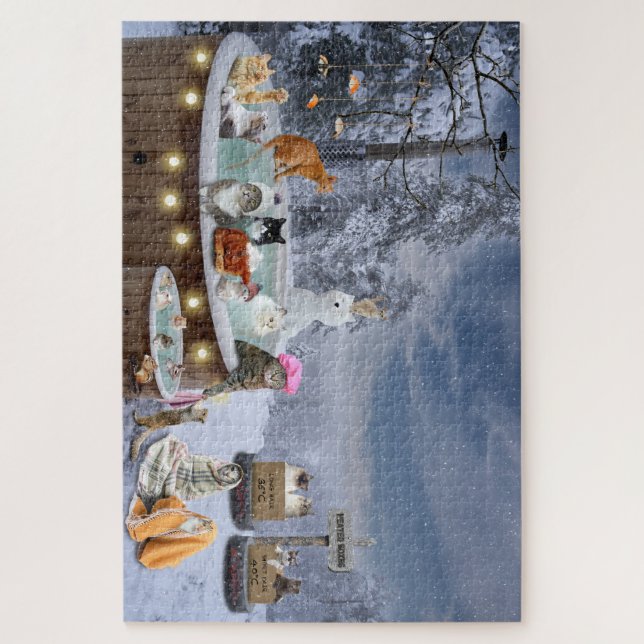 Cute & Funny Cats in Hot Tub Jigsaw Puzzle (Vertical)