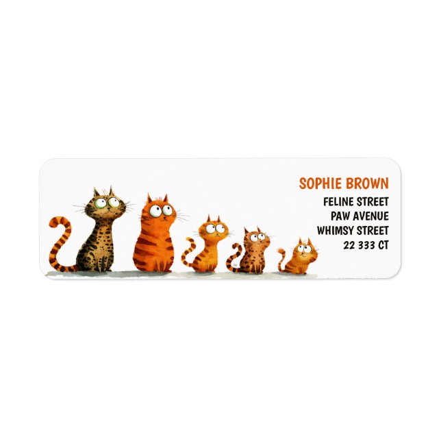 Cute Funny Cats Quirky Cat Lover Return Address  (Front)