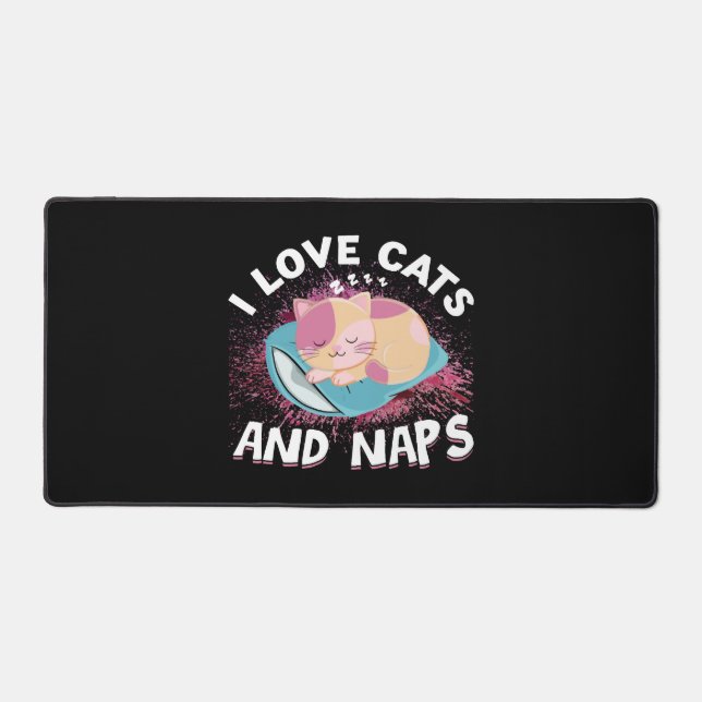 Cute funny Cats with Quote Cat-Lover Desk Mat (Front)