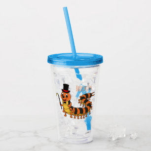 Cute funny centipede cartoon illustration acrylic tumbler