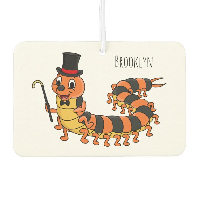 Cute funny centipede cartoon illustration air freshener (Front)