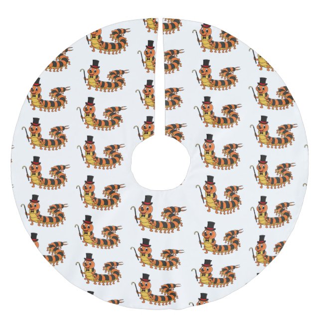 Cute funny centipede cartoon illustration brushed polyester tree skirt (Front)