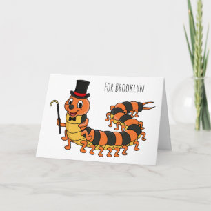Cute funny centipede cartoon illustration card