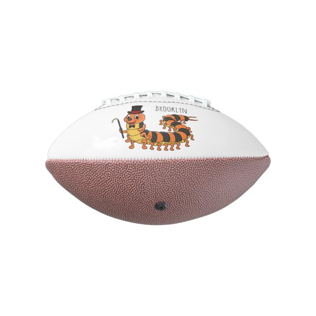 Cute funny centipede cartoon illustration football (Rotated 270)