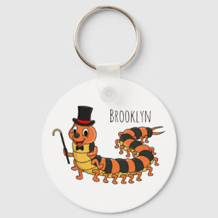 Cute funny centipede cartoon illustration keychain