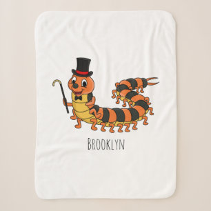 Cute funny centipede cartoon illustration  sherpa blanket