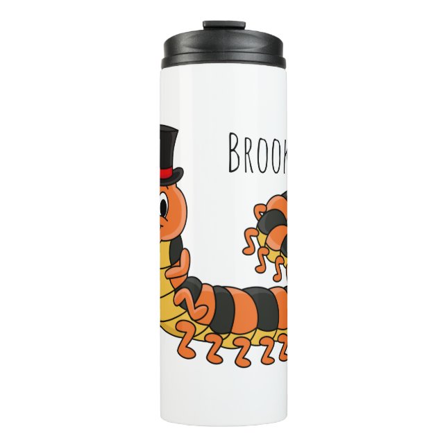 Cute funny centipede cartoon illustration thermal tumbler (Front)