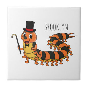 Cute funny centipede cartoon illustration tile