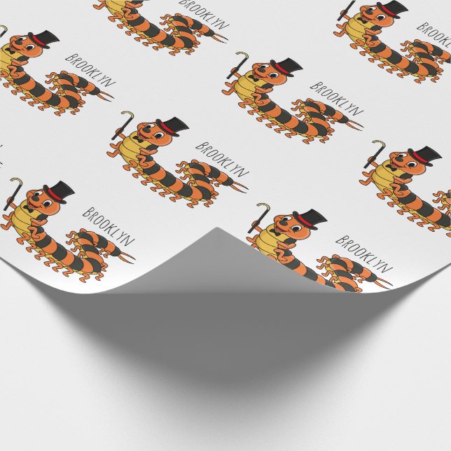 Cute funny centipede cartoon illustration wrapping paper (Corner)