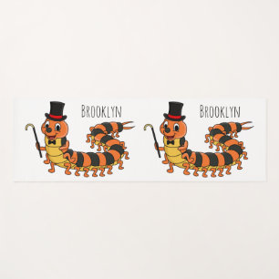 Cute funny centipede cartoon illustration yoga mat