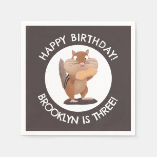 Cute funny chipmunk cartoon personalized birthday napkin