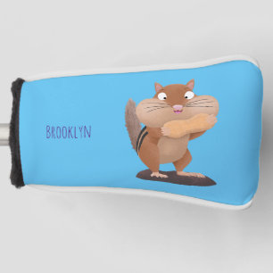 Cute funny chipmunk cartoon personalized golf head cover