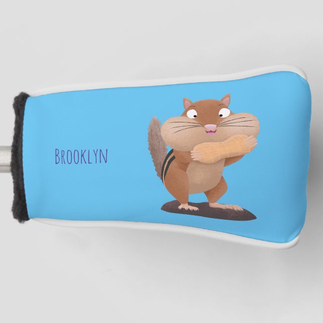Cute funny chipmunk cartoon personalized golf head cover (Front)