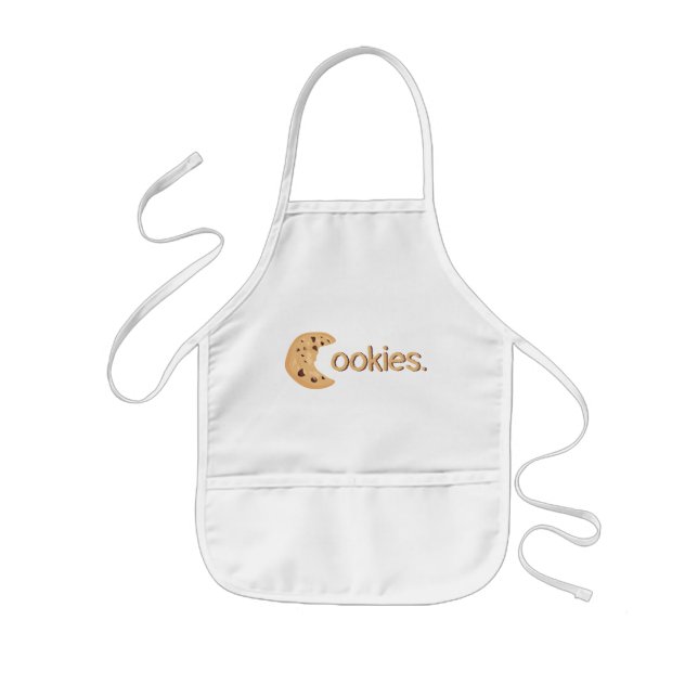 Cute Funny Chocolate Chip Cookie "Cookies" Text Kids Apron (Front)