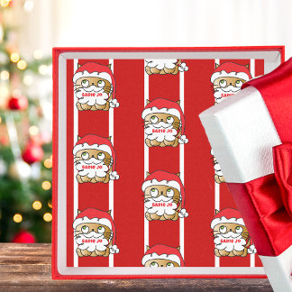 Cute Funny Christmas Cartoon Cat Personalized Bold Tissue Paper
