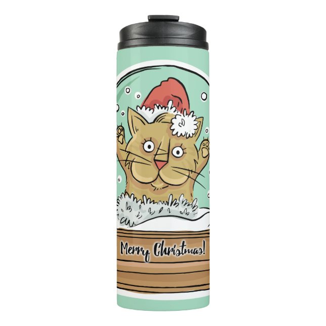 Cute Funny Christmas Cat custom name tumbler (Front)