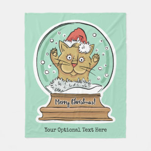 Cute Funny Christmas Cat custom text blankets