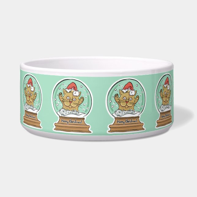 Cute Funny Christmas Cat pet bowls (Front)