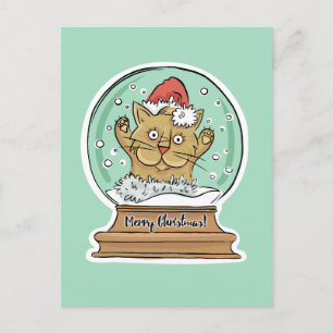 Cute Funny Christmas Cat postcard