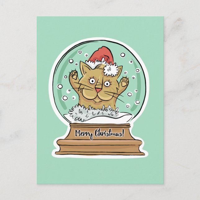 Cute Funny Christmas Cat postcard (Front)