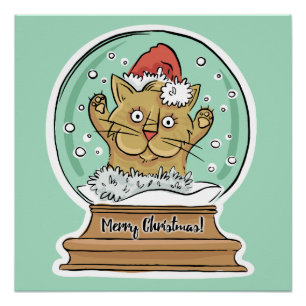 Cute Funny Christmas Cat poster