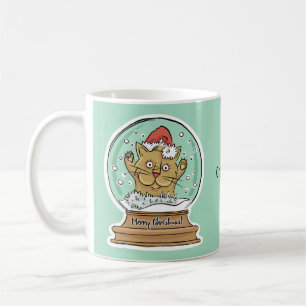 Cute Funny Christmas Chat nom personnalisé tasses