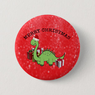 Cute funny  Christmas Santa dinosaur 2 Inch Round Button