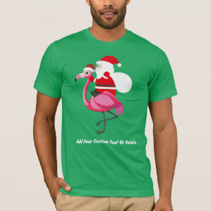 Cute Funny Christmas Santa Riding Flamingo T-Shirt