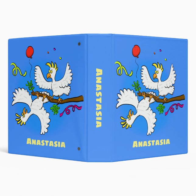 Cute funny cockatoo birds cartoon binder (Background)