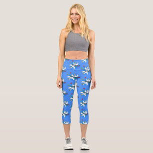 Cute funny cockatoo birds cartoon capri leggings