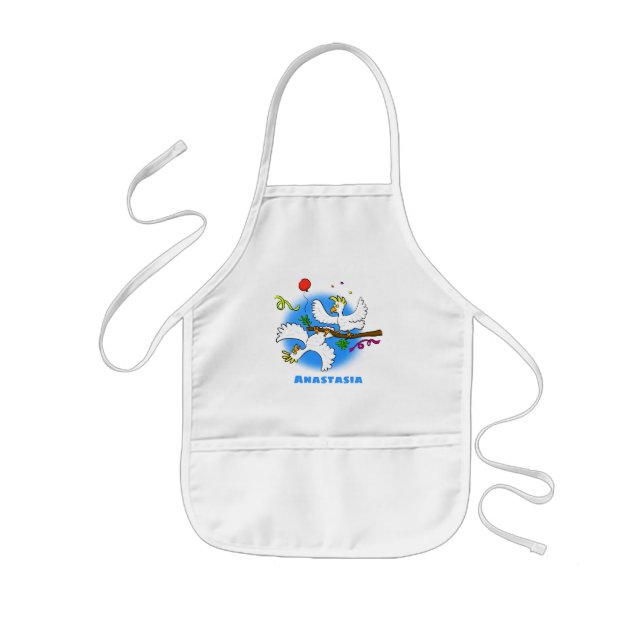 Cute funny cockatoo birds cartoon kids apron (Front)