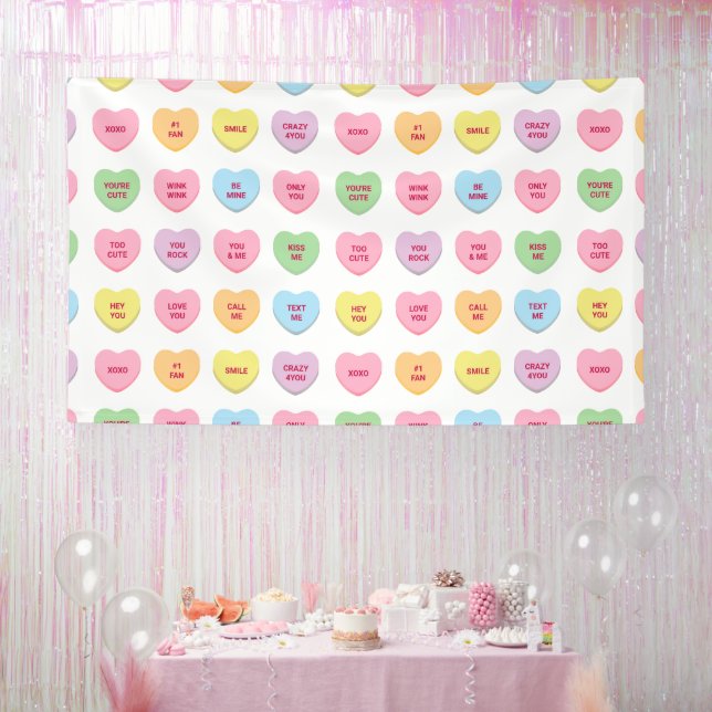 Cute funny conversation hearts party backdrop banner (Party)