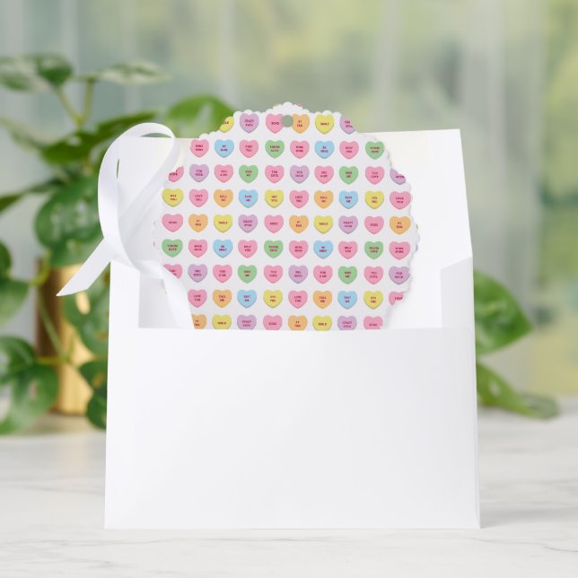 Cute funny conversation hearts Valentine's Day Ornament Card (Envelope)