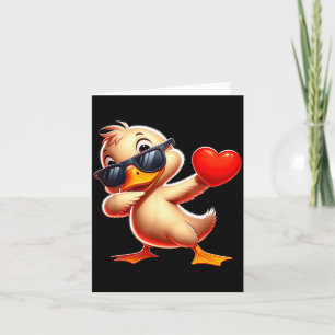Cute Funny Cool Duck Dabbing Heart Valentines Day  Card