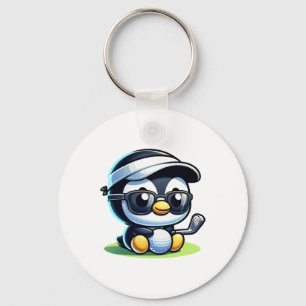 Cute Funny Cool Penguin Golf Sports  Keychain