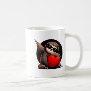Cute Funny Cool Sloth Dabbing Heart Valentines Day Coffee Mug