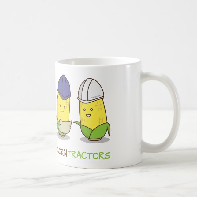 Cute Funny Corn Contractors Punny Humour Coffee Mug (Right)