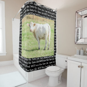 Cute Funny Cow Close Up Photo Shower Curtain