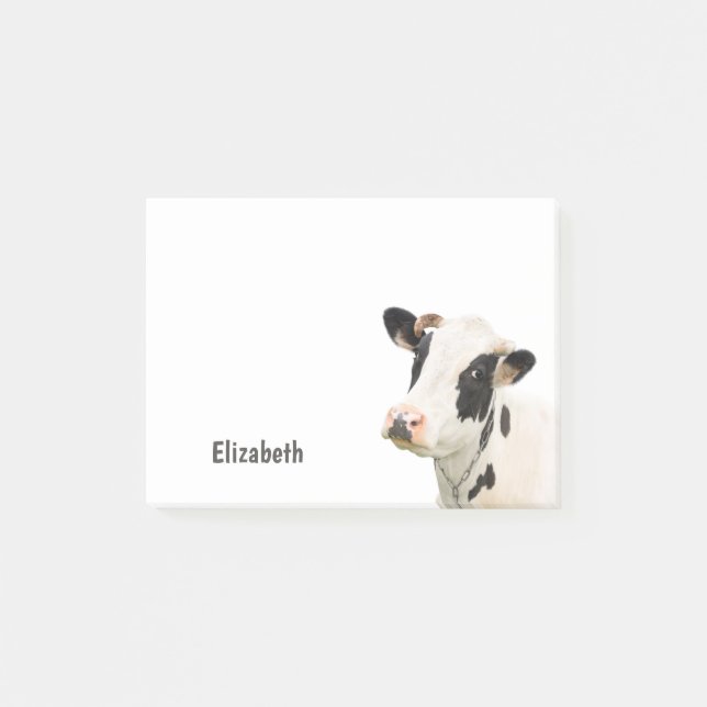 Cute Funny Cow Personalized Name Post-it Notes (Front)
