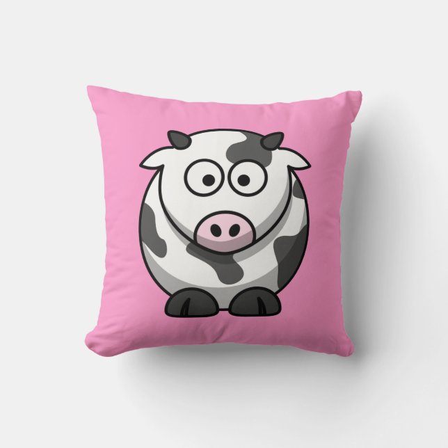 Cute Funny Cow Throw Pillow (Front)