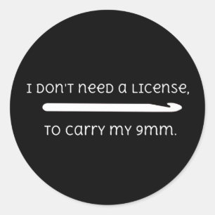 Cute Funny Crochet 9mm Hook Saying Classic Round Sticker