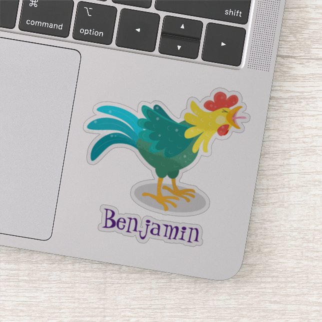 Cute funny crowing rooster cartoon illustration (Detail)